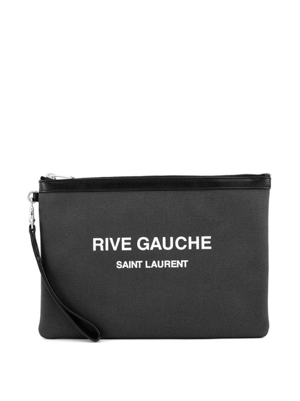 Saint Laurent Paris Clutch Rive Gauche Canvas Leather Black
